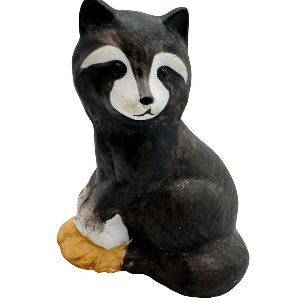 Hand-Painted Ceramic Raccoon Figurine Vintage 1 3/4"
